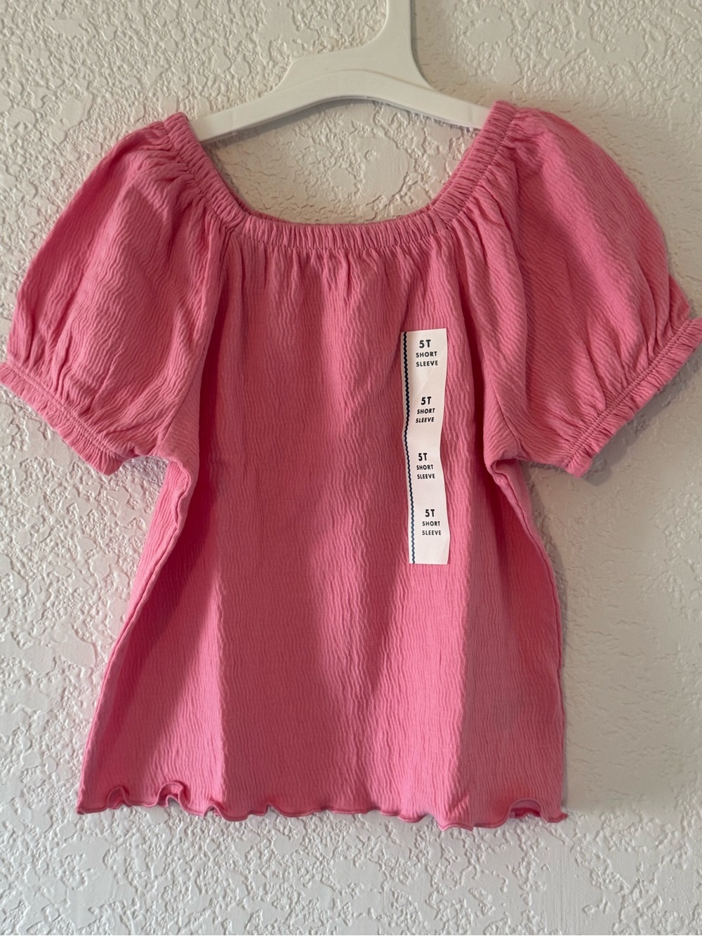Cat & Jack Girls Pink Short Sleeve Smocked Neck Top